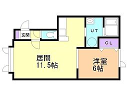 セフトB 1LDKの間取図画像