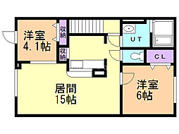 フランコリーヌ 2LDKの間取図画像