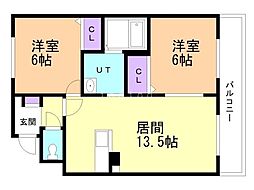 クレストパレス 2LDKの間取図画像