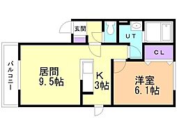 ブランキューブ1 1LDKの間取図画像