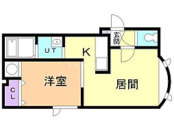 ノヴェル41B 1DKの間取図画像