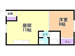 エーコーエミールたかす 1LDKの間取図画像