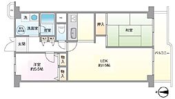野中北スカイハイツ 2LDKの間取図画像