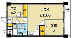 エメラルド鶴見 2LDKの間取図画像