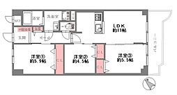 メロディーハイム守口C棟 3LDKの間取図画像