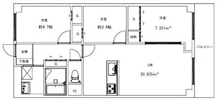 3LDK 間取り