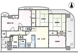 シャトーサンパークスクエア 4LDKの間取図画像