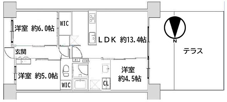 間取り シティテラス若江岩田 1階/-