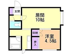 コーポ希望 1LDKの間取図画像