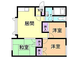 コーポラスアルトC 3LDKの間取図画像