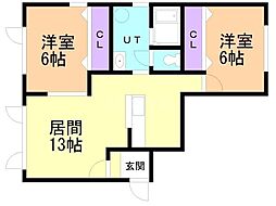 いまだハイツ光 1階2LDKの間取り