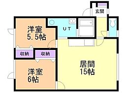 フェリーチェ 1階2LDKの間取り