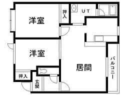 スプリングヒルズB 2LDKの間取図画像