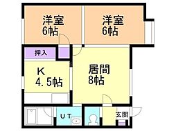 ベルシティ豊岡1 2LDKの間取図画像