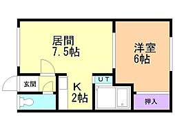 エンゼルハイツ永山 1LDKの間取図画像