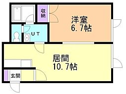 TAFUY東光2 1LDKの間取図画像