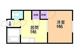 ボナール川端 1DKの間取図画像