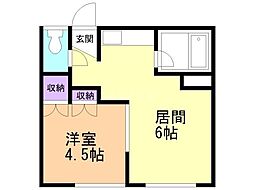 コーポラスかいじ 1DKの間取図画像