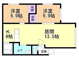 フォーシーズンズ 2LDKの間取図画像