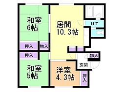 春光2・3ハイツ 3LDKの間取図画像