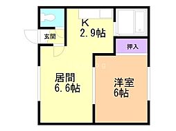 どんぐり村 1LDKの間取図画像