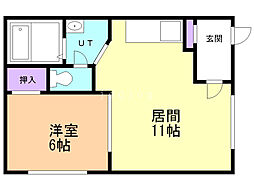 ダイヤハイツ7・西4B 1LDKの間取図画像