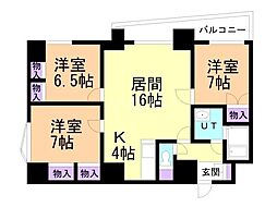 トーワグリーンヒル6条 3LDKの間取図画像