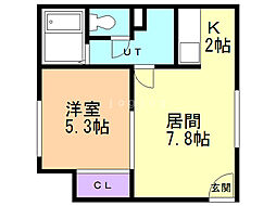 キャッスル・本町 1DKの間取図画像