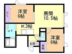 グランピア 2LDKの間取図画像