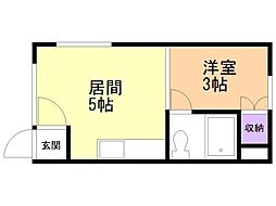 KS2・2 1DKの間取図画像