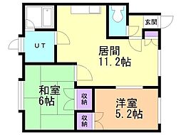 コーポぐれこ 2LDKの間取図画像