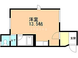 Ｗｅｓｔ　Ｒｉｖｅｒ1・4 2階ワンルームの間取り