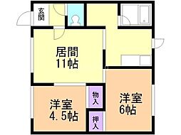 コーポキタムラ 2LDKの間取図画像