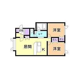 T・ブルームーン003 2LDKの間取図画像