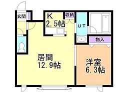 グレース近文.A 1LDKの間取図画像