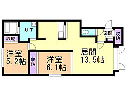 ふれんど 2LDKの間取図画像