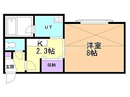 エルム医大前.B 1Kの間取図画像