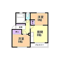プラザ72A 2DKの間取図画像
