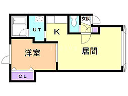 メルローズミキ 1LDKの間取図画像