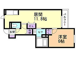 イーストバレー 1LDKの間取図画像