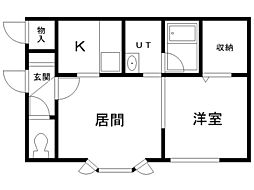 ルピナス24B 1LDKの間取図画像