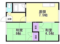 キヤノンハウス 2LDKの間取図画像