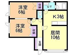 リヴェール 2LDKの間取図画像