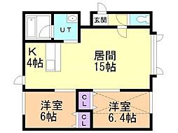 クリアネス2 2LDKの間取図画像
