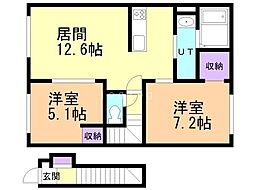 Stella Nova東川 2LDKの間取図画像
