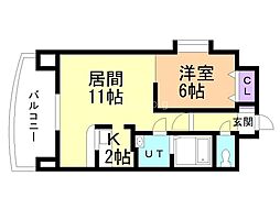 日宝ノルテ3条通 1LDKの間取図画像