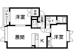 コーポ21世紀2 2LDKの間取図画像
