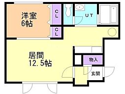 メゾンあさひばし 1LDKの間取図画像