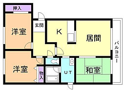 E-21大福館 3LDKの間取図画像