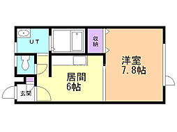 ももたろう1 1DKの間取図画像